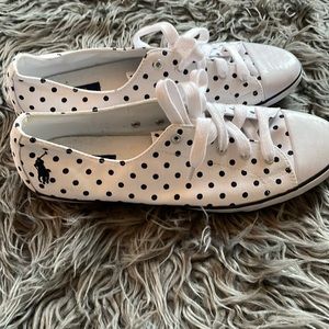 Women’s POLO Ralph Lauren Parnell polka dot canvas sneakers size 11B.